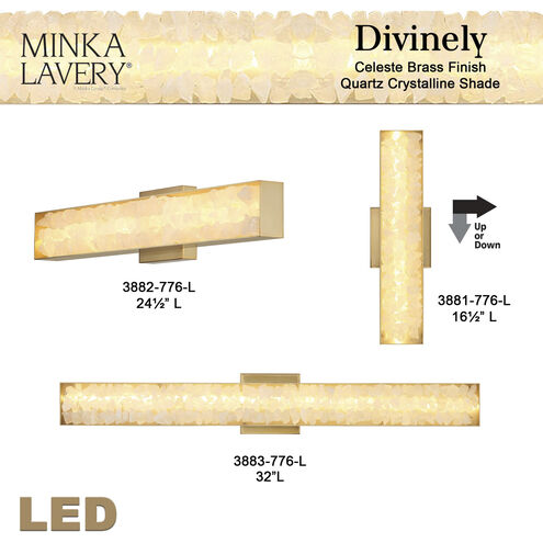 Divinely LED 20.5 inch Celeste Brass Pendant Ceiling Light